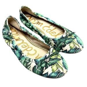 Sam Edelman Felicia Palm Leaf Ballet Flats 7.5 Tropical Resortcore Cruise